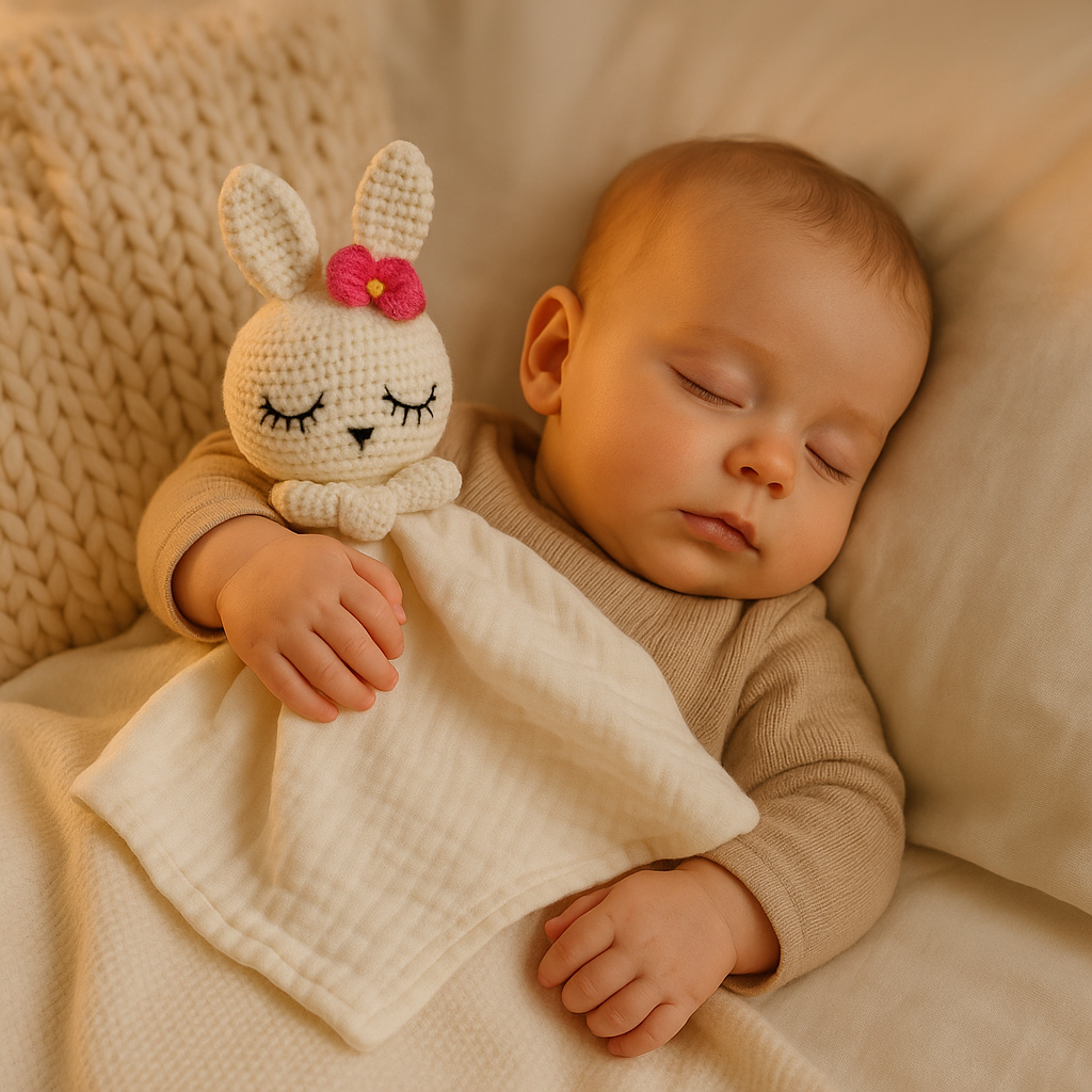 bebe dort avec doudou bebe dans bras