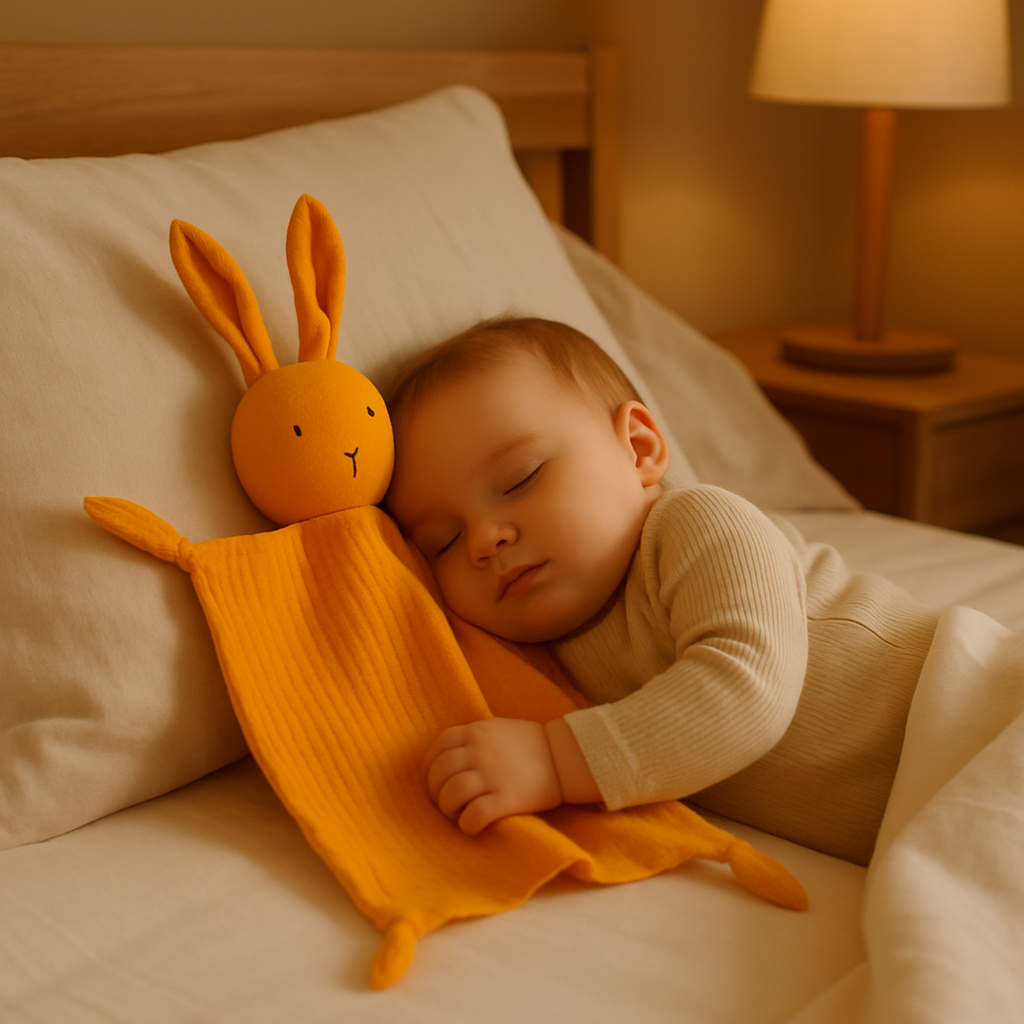 bebe dort avec doudou bebe orange lit