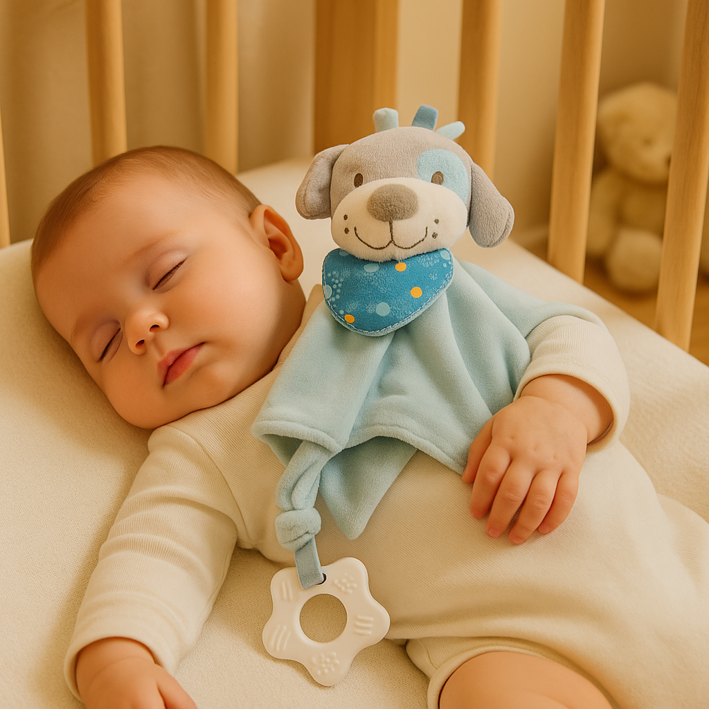 bebe dort avec doudou bebe pose sur lui