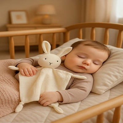 bebe dort berceau avec doudou bebe beige
