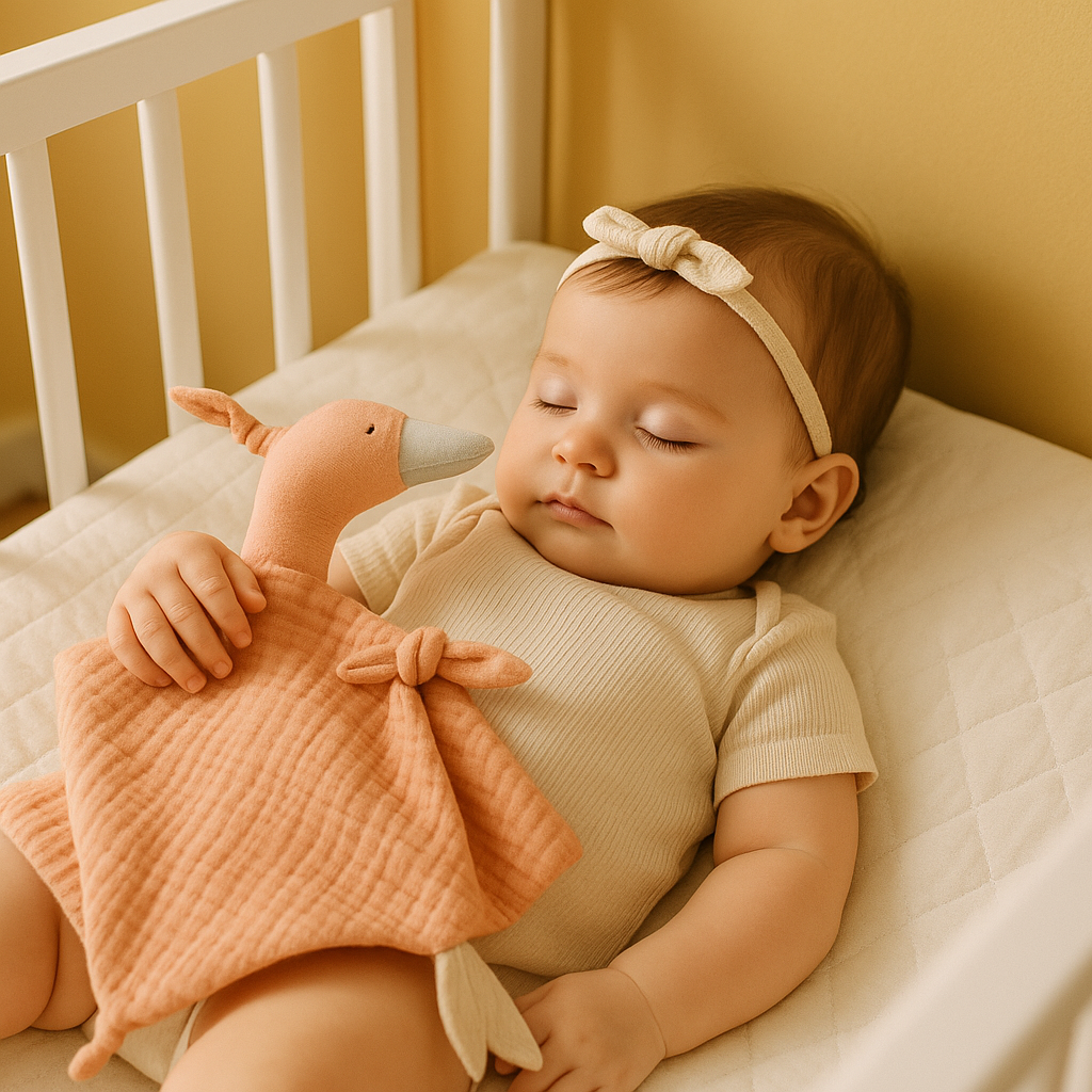 bebe fille dort berceau avec doudou bebe