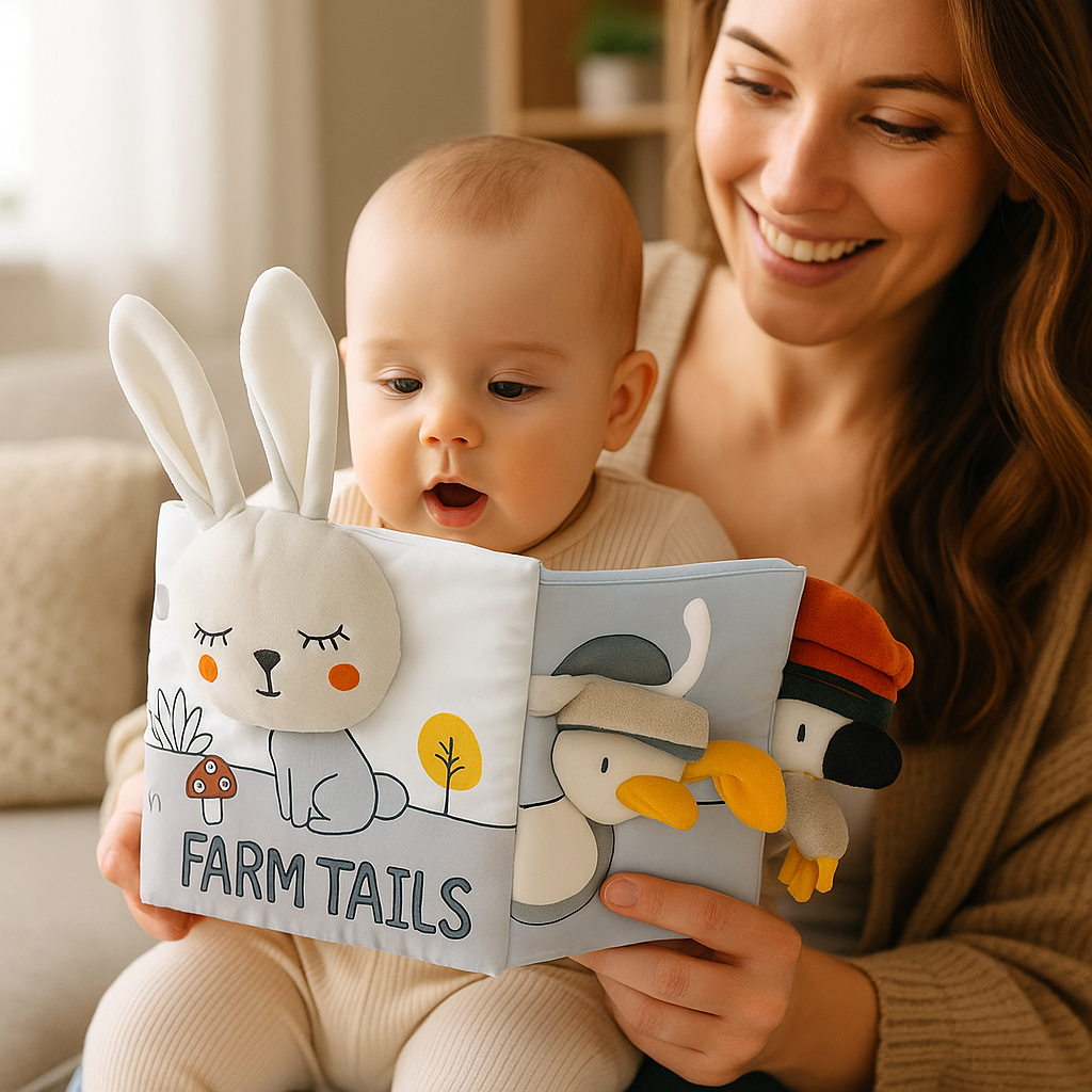 bebe regarde livre bebe avec maman