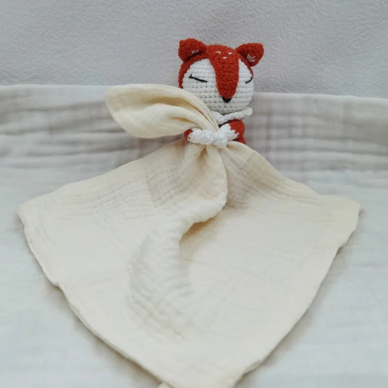doudou bebe renard crochet lange blanc