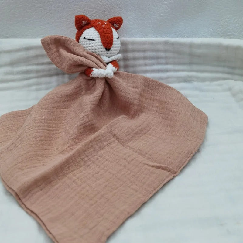 doudou bebe renard crochet lange marron