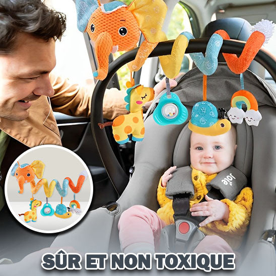 hochet elephant siege auto papa regarde bebe dans voiture