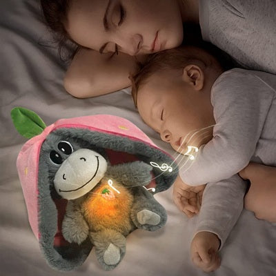 maman bebe dorment lit avec peluche qui respire