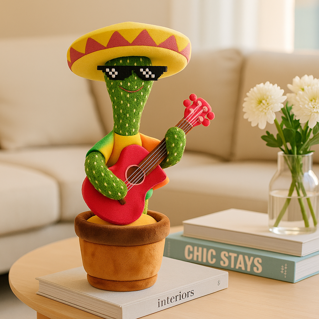 peluche cactus guitariste mexicain