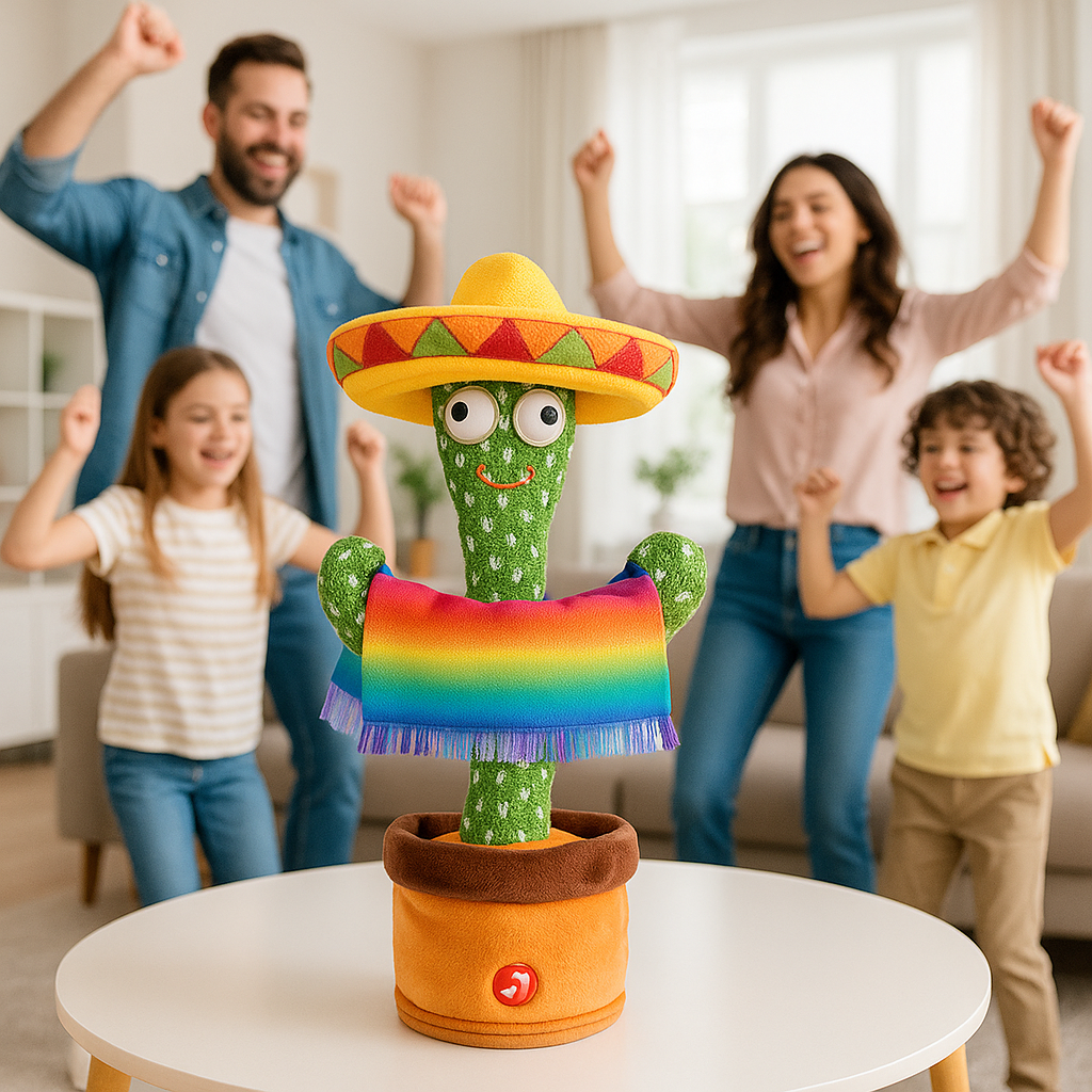 peluche cactus mexicain sur table salon
