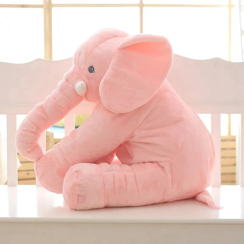 peluche elephant geant rose assis banc