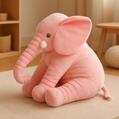 peluche elephant geant rose assis tapis chambre