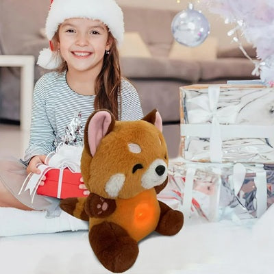 peluche qui respire avec fille chapeau noel