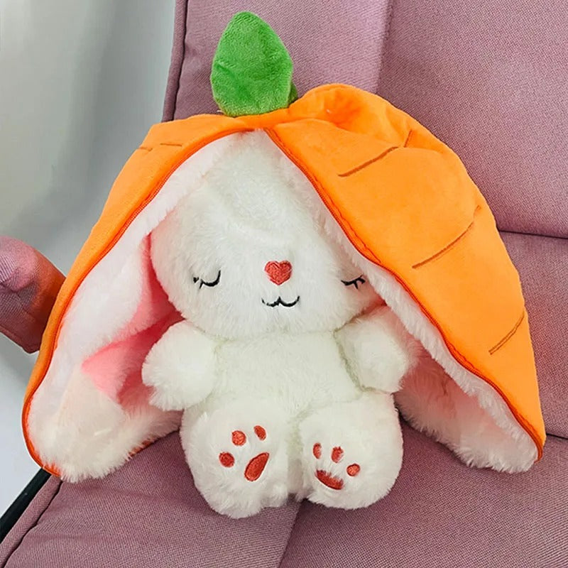 peluche qui respire lapin carotte sur canape