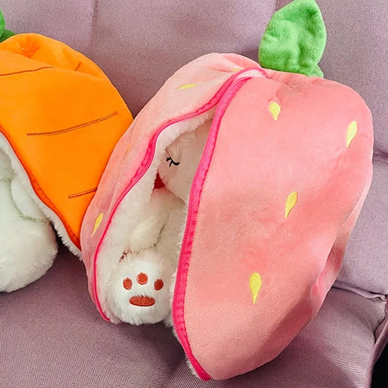peluche qui respire lapin dans oreilles fraise
