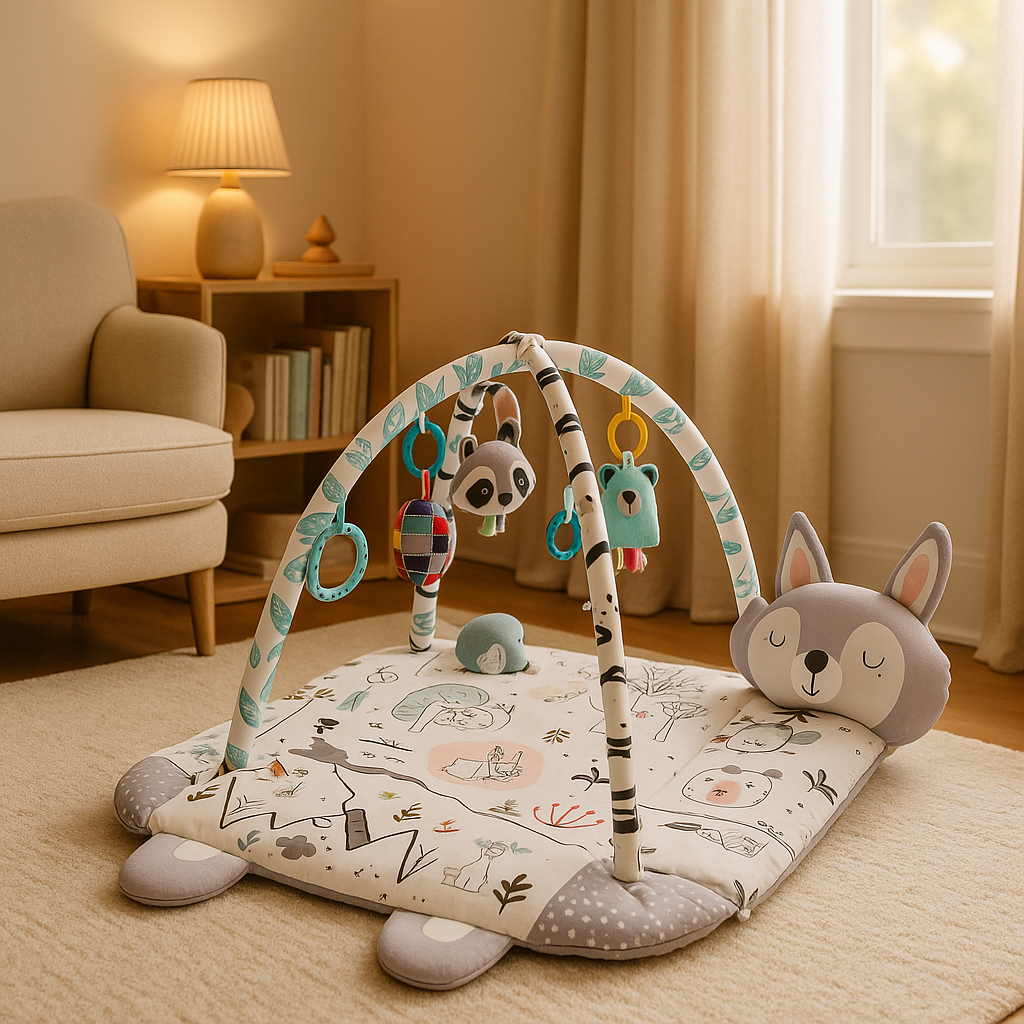 tapis d eveil bebe dans salon pres fenetre