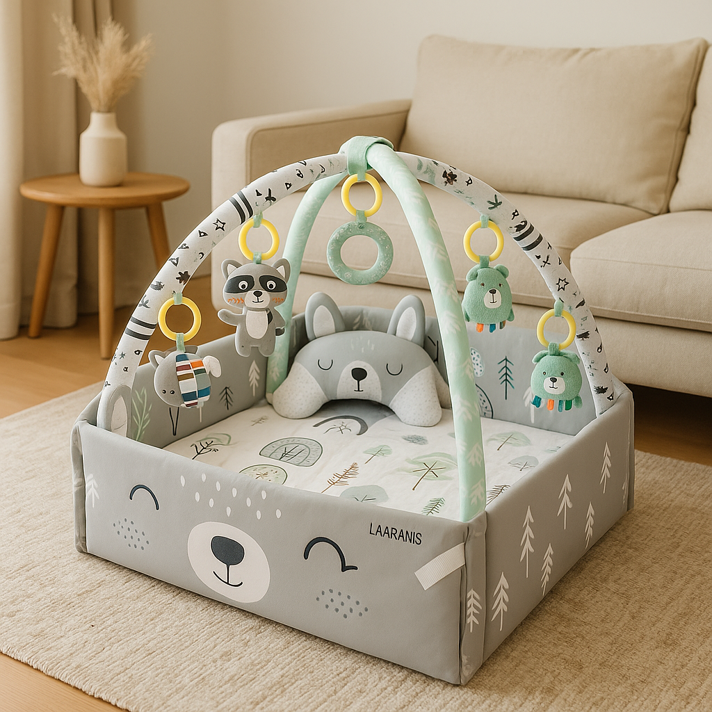 tapis d eveil bebe pres canape salon petit espace