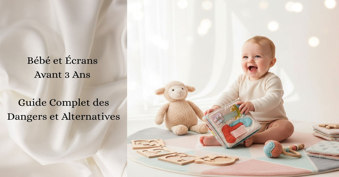 Bébé jouant avec jouets d'éveil sensoriels sans écrans