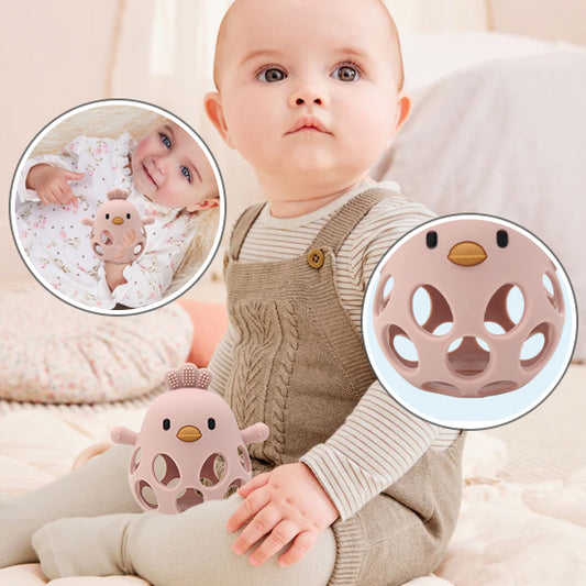 anneau de dentition bebe silicone rose