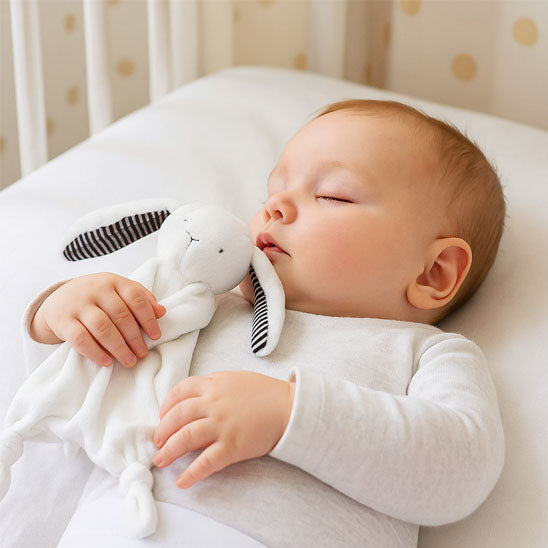 bebe allonge berceau avec doudou bebe dans bras