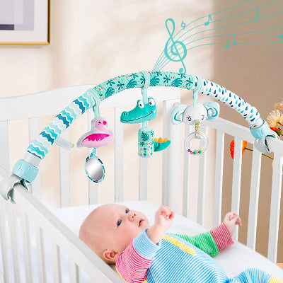 bebe allonge berceau joue arche d eveil fixee berceau