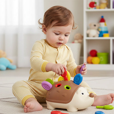 bebe assis apprend chiffres couleurs avec jouet eveil bebe