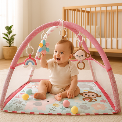 bebe assis dans tapis d eveil bebe