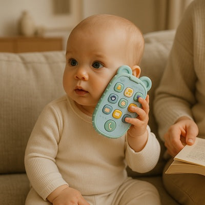 bebe assis ecoute jouet bebe 1 an telephone oreille