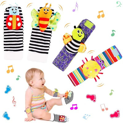 hochet bébé | Frimousse™ dragonne et chaussettes animaux
