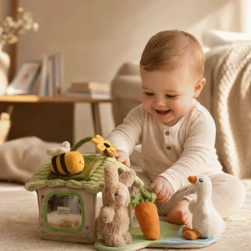 bébé assis moquette joue cube d activite bebe tissu doux