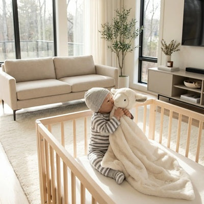 bebe assis parc caline doudou pour bebe couverture agneau