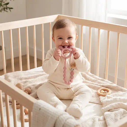 bébé assis parc mord anneau dentition bébé attache grenouillere