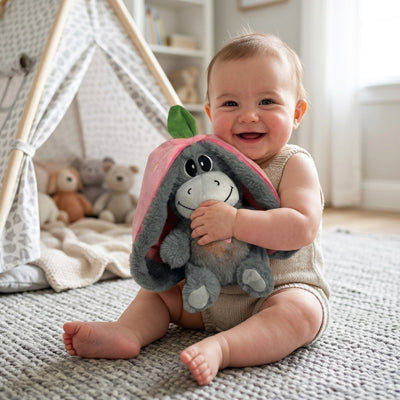 bebe assis tapis caline peluche qui respire ane