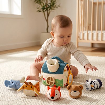 bébé assis tapis chambre joue cube d'activite bebe