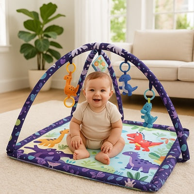 bebe assis tapis d eveil bebe sourit