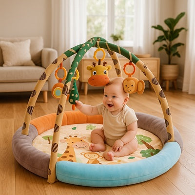 bebe assis tapis d eveil bebe touche hochet suspendus