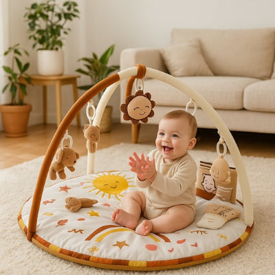 bebe assis tapis de jeu bebe tape mains