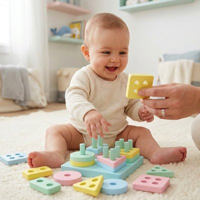 bébé assis tapis devant puzzle bebe maman tend élément 