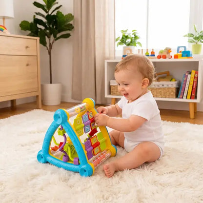 bébé assis tapis joue jouet bebe triangle activités