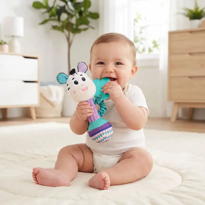 bébé assis tapis mordille patte silicone dentition hochet bébé