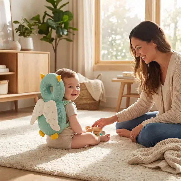 bébé assis tapis porte coussin peluche anti chute vert