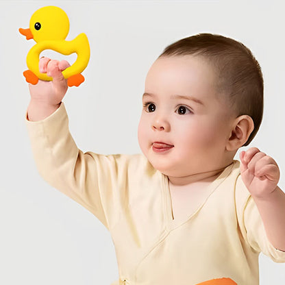 bebe avec anneau dentition bebe canard jaune