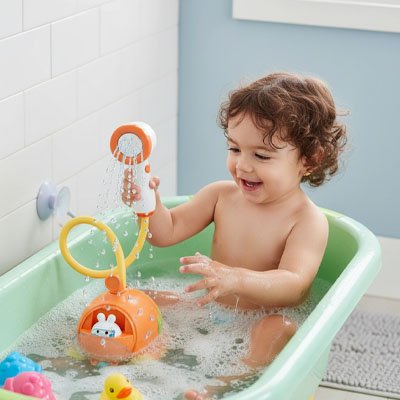 bebe bain baignoire verte tient pommeau douche jouet baignoire bebe
