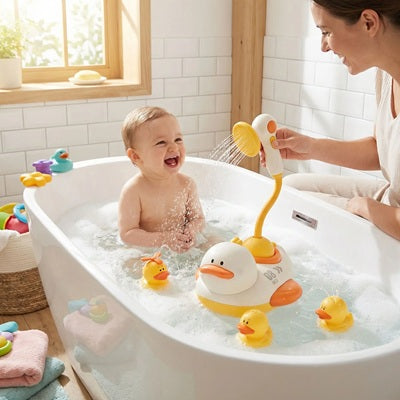 bebe bain moussant jouet baignoire pour bebe maman tient pommeau