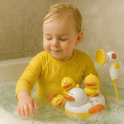 bebe bain mousseux joue avec jouet baignoire pour bebe canard