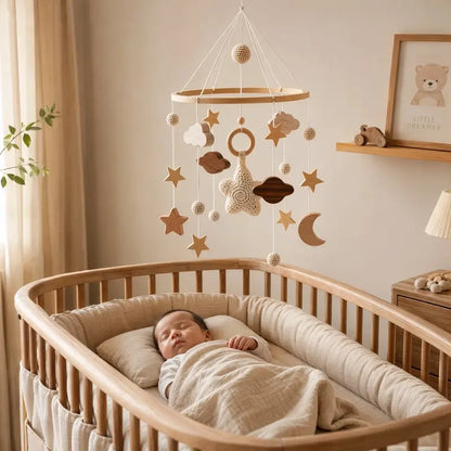 bébé dort allongé dos mobile bébé fixe plafond
