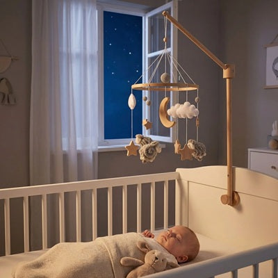 bebe dort avec doudou berceau mobile bebe mouton fixe berceau