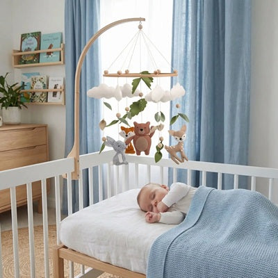 bebe dort berceau avec mobile bebe ourson place barre berceau