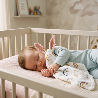 bebe dort berceau doudou bebe pose contre joue