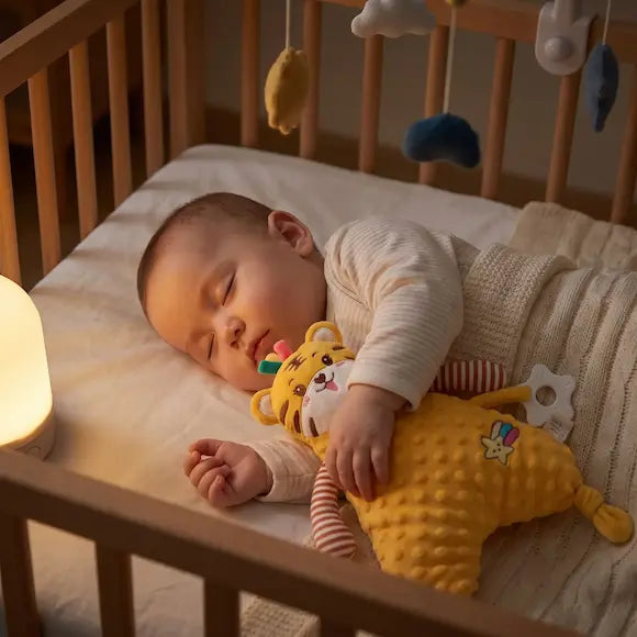 bébé dort berceau doudou bebe sous bras