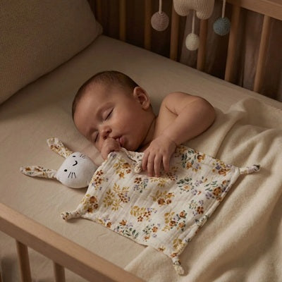 bebe dort berceau pouce bouche main caresse doudou bebe fleuri