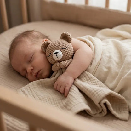 bébé dort berceau sur côté doudou bébé dans bras